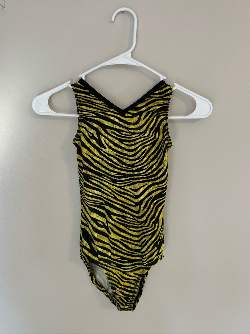 GK Yellow And Black Zebra Print Kids Leotard CM